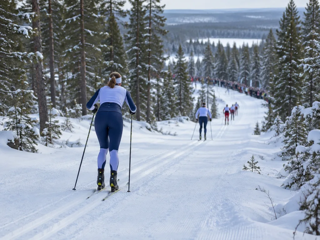 Långlopp i klassisk stil genom skogen