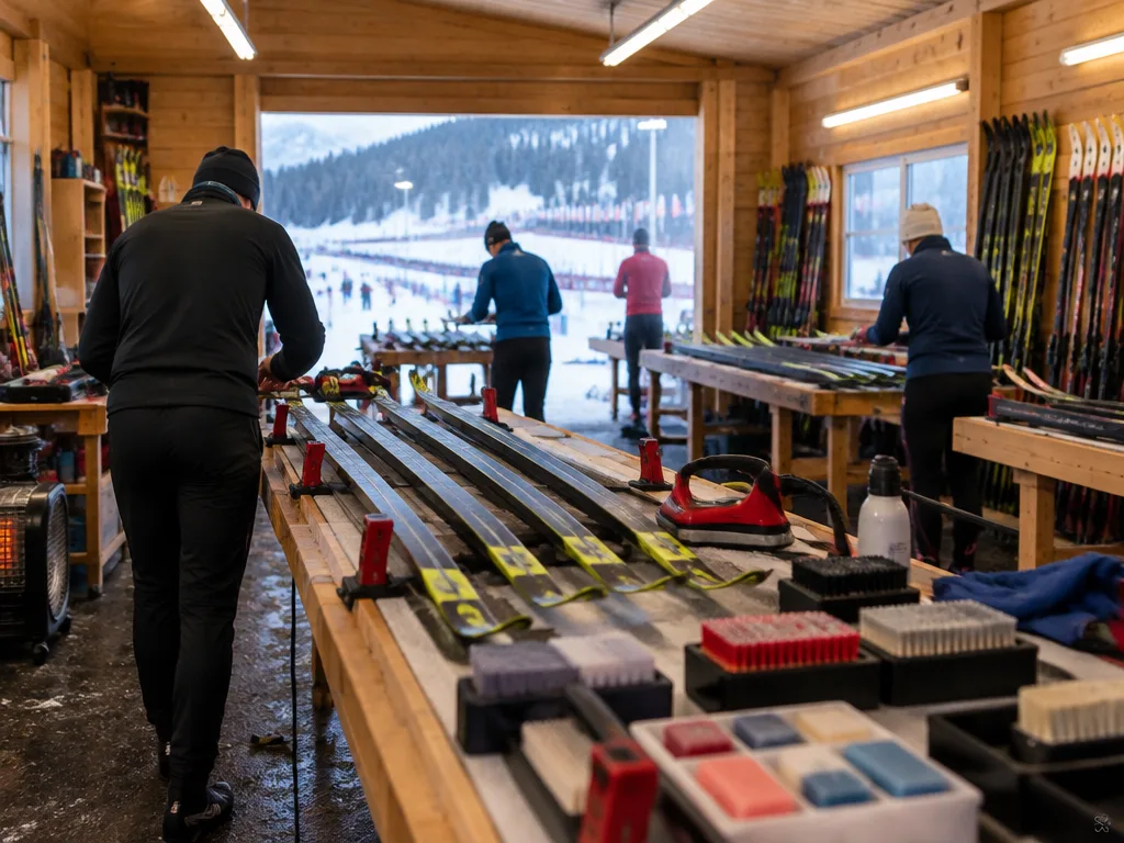 Vallabod med längdskidor på vallabord