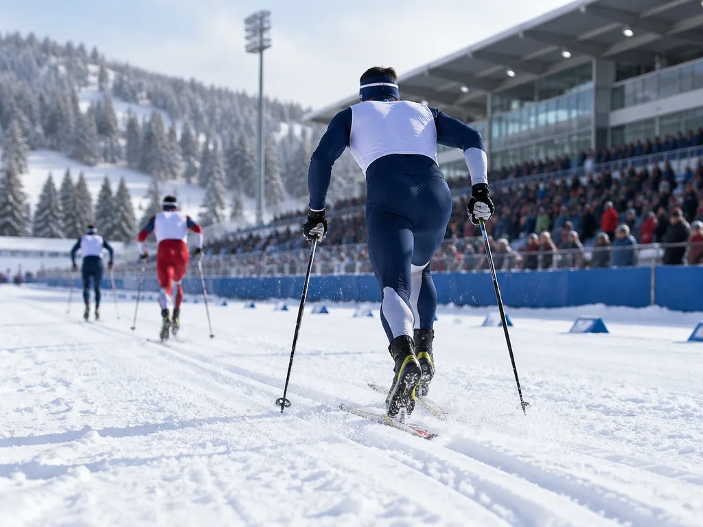 Längdskidåkare i en sprint i klassisk stil